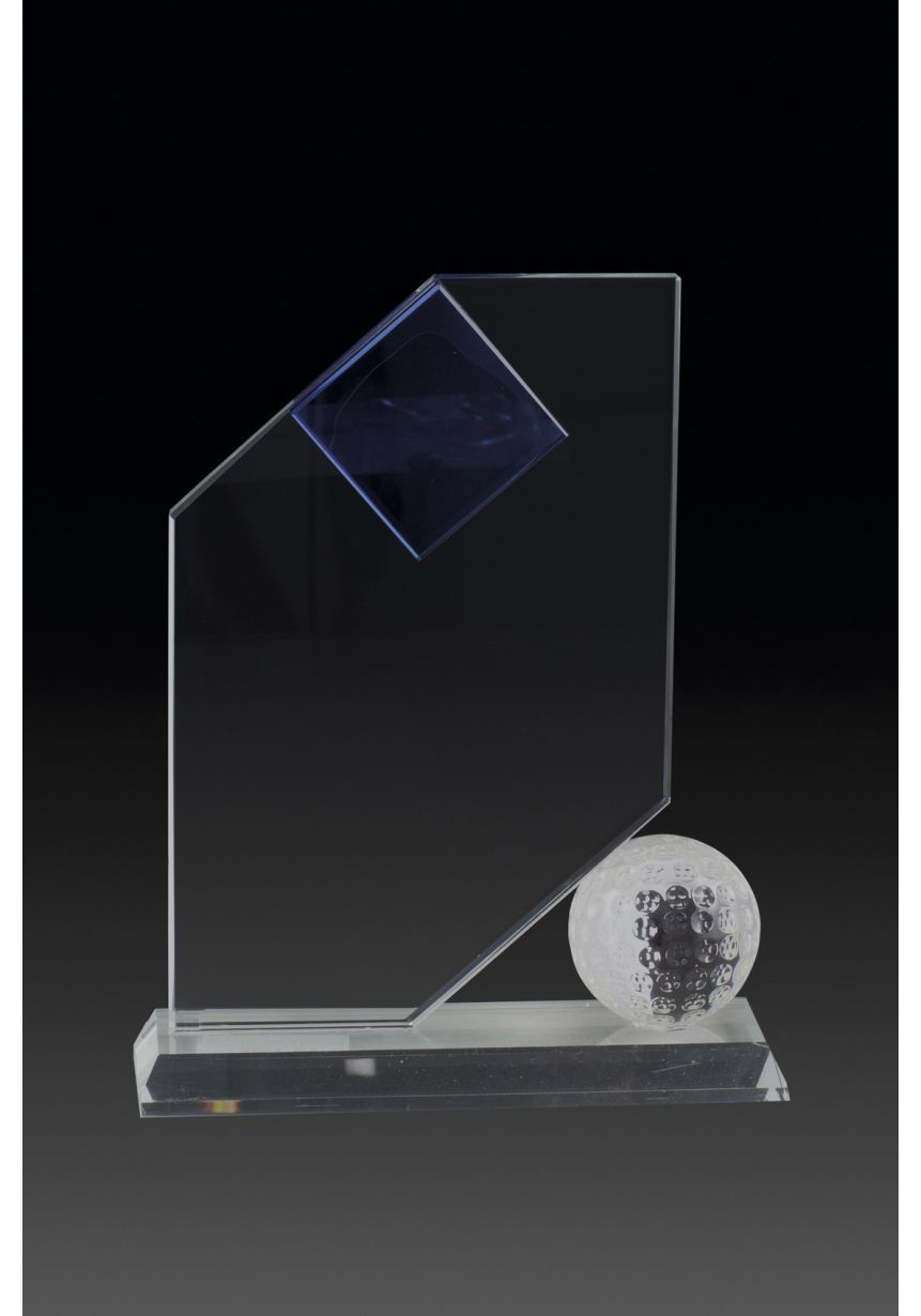 Trofeo de cristal forma vela y aplique pelota