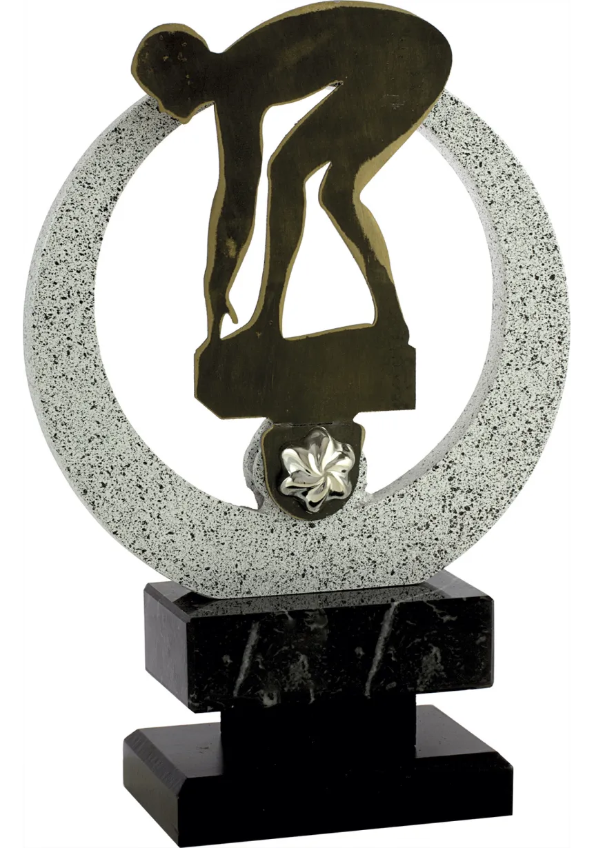 Trofeo Natación circular aplique metal
