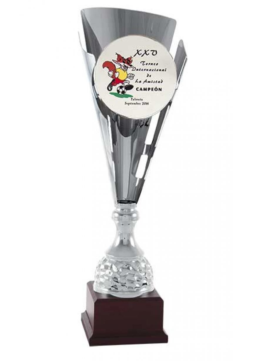 Trofeo copa plata corte cónico para añadir imágen
