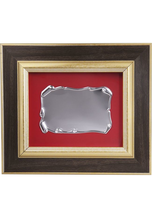 Placa de homenaje con forma rectangular madera placa aluminio
