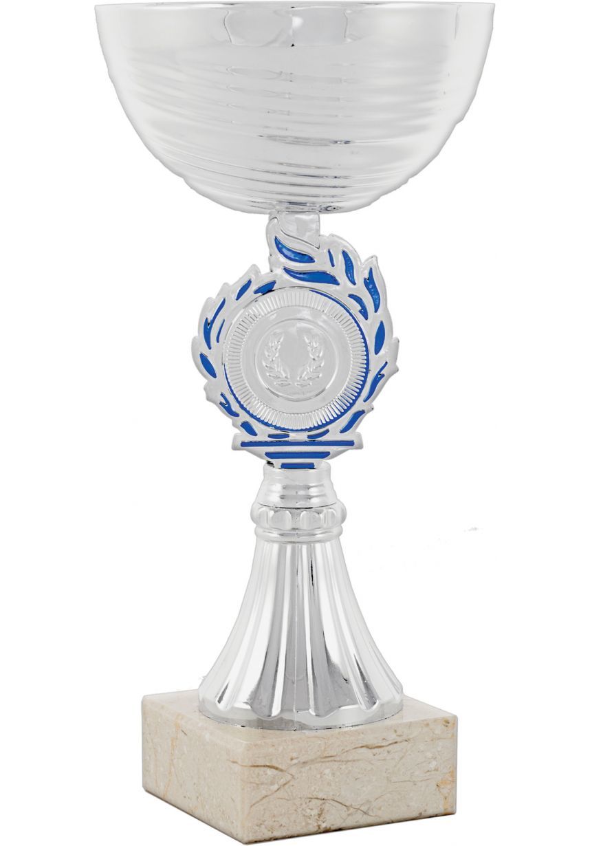 Trofeo copa abstracta plata-azul