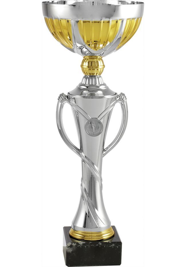 Trofeo copa balón portadisco dorado asas