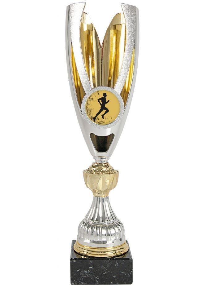 Trofeo copa balón portadisco dorado asas