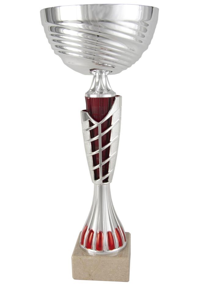 Trofeo Copa balón con flor y detalles rojos