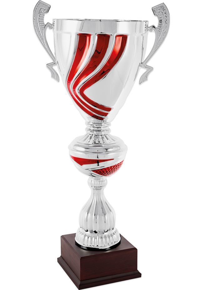 Trofeo copa cáliz bicolor plata-rojo