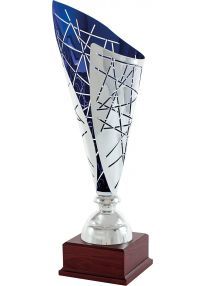 Trofeo copa cono stelo plata/azul