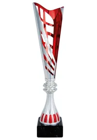 Copa corte dos hojas plata/rojo para premios