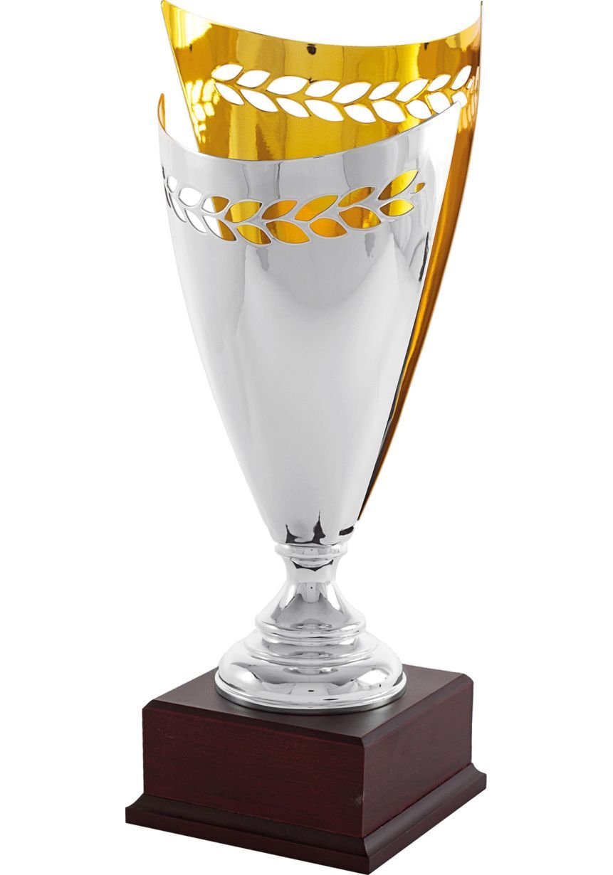 Trofeo copa semiabierta laurel bicolor