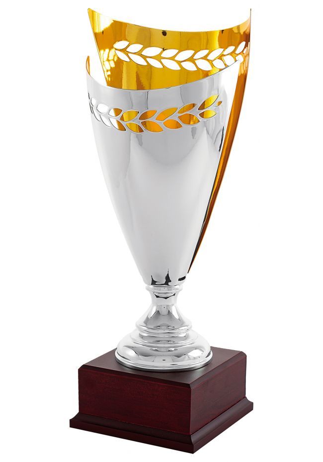 Trofeo copa semiabierta laurel bicolor