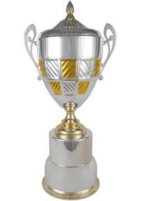 Trofeo copa colmena con asas bicolor oro/plata