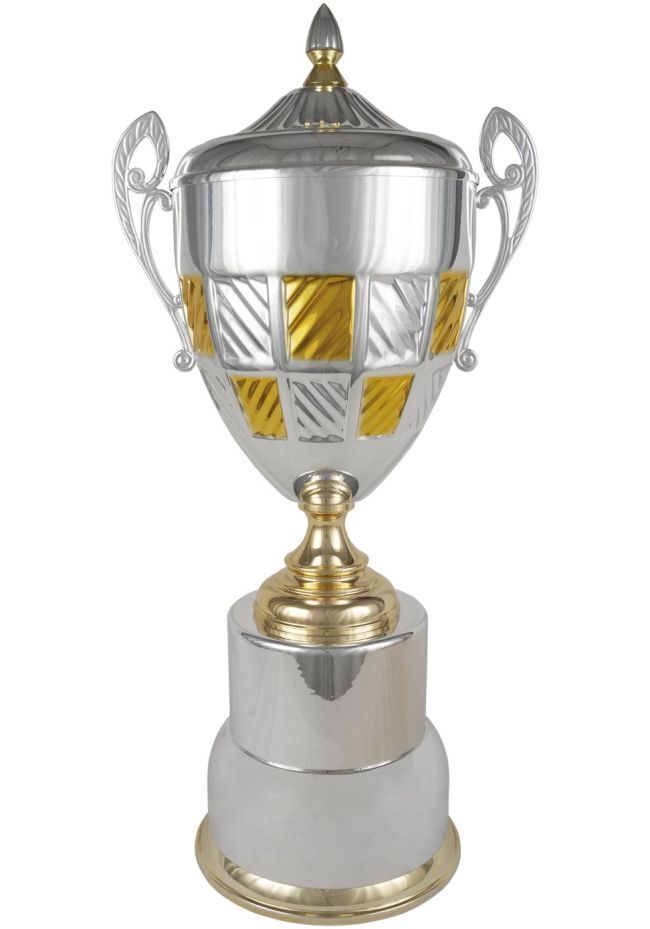 Trofeo copa colmena con asas bicolor oro/plata