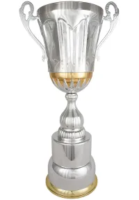 Trofeo copa colmena con asas bicolor oro/plata