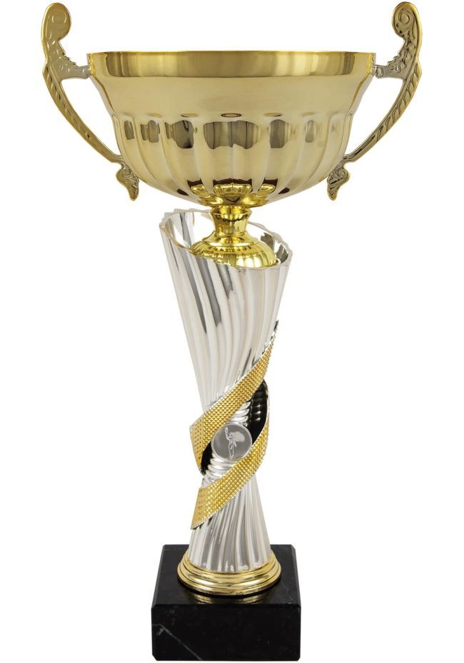 Trofeo copa 3/4 con asas color oro/plata