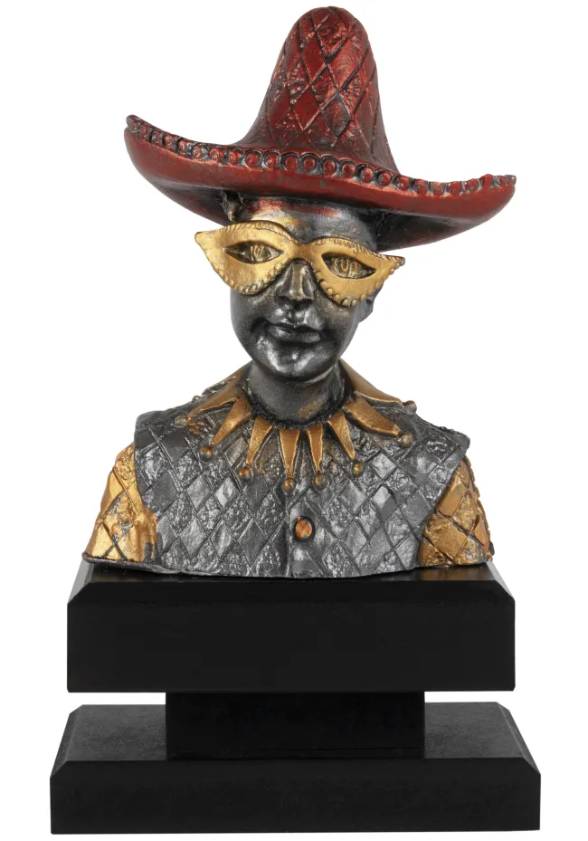 Trofeo di carnevale con figura arlecchino