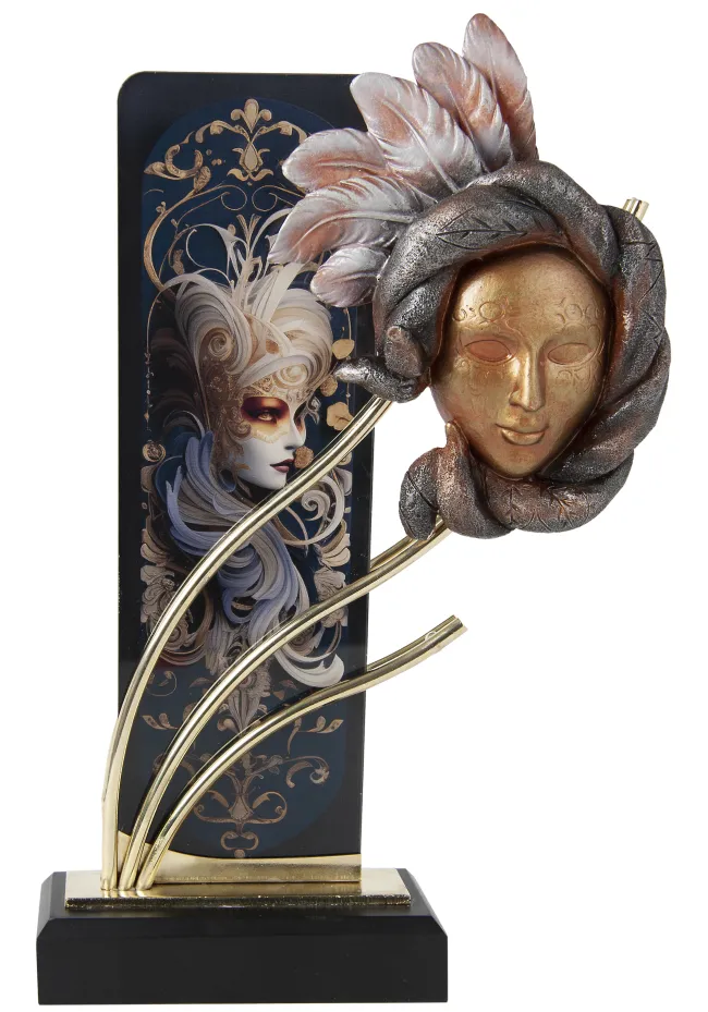Trofeo maschera con supporto in cristallo
