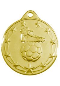 Medalla de fútbol con pelota en relieve alto