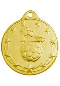 Medalha de futebol com bola em alto relevo