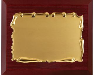 Placca omaggio in metallo a forma di pergamena goffrata