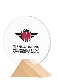 Trofeo redondo con taco de madera