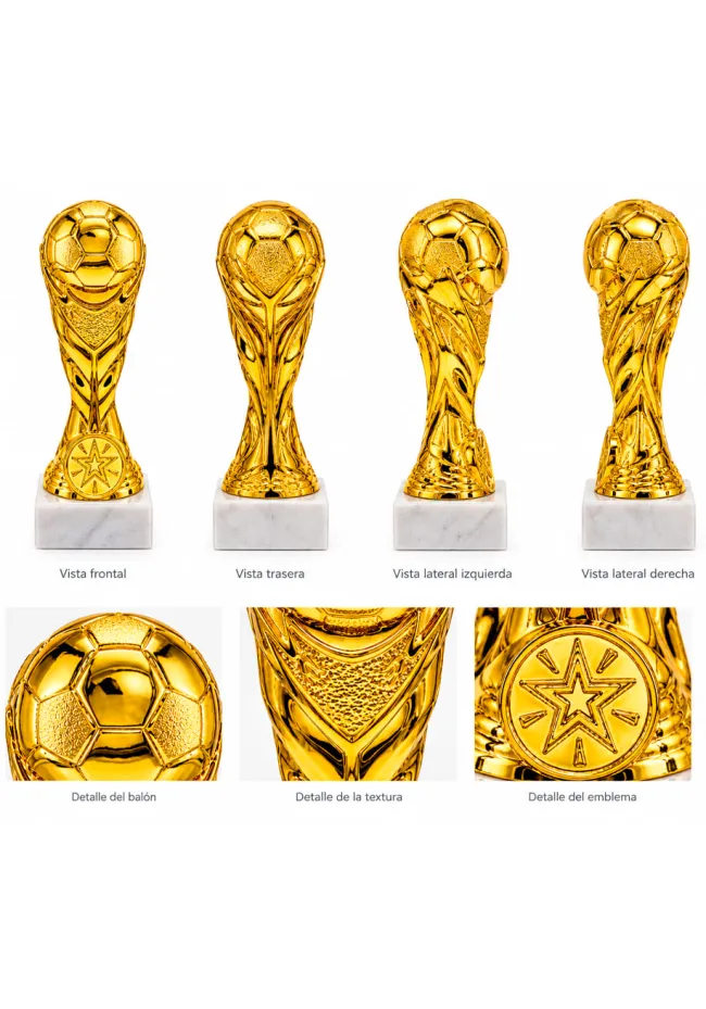 Trofeo copa de futbol en pvc dorado