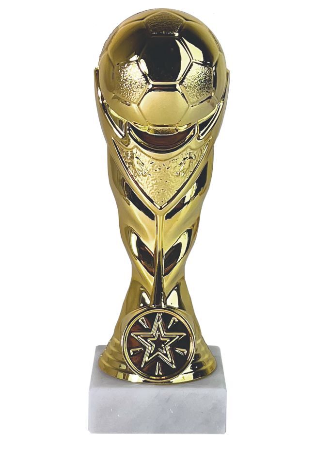 Trofeo copa de futbol en resina dorado