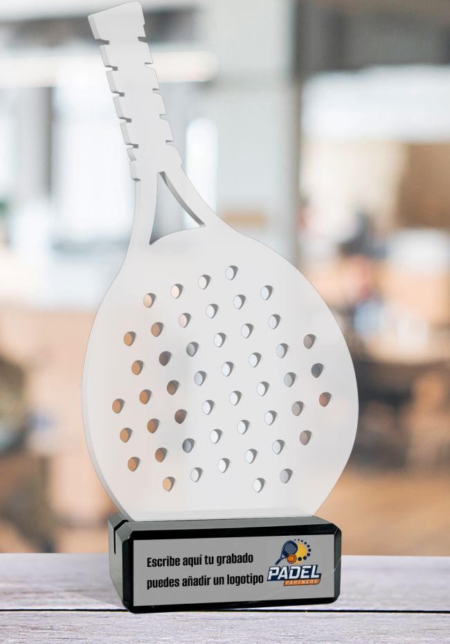 Methacrylate trophy paddle tennis silhouette