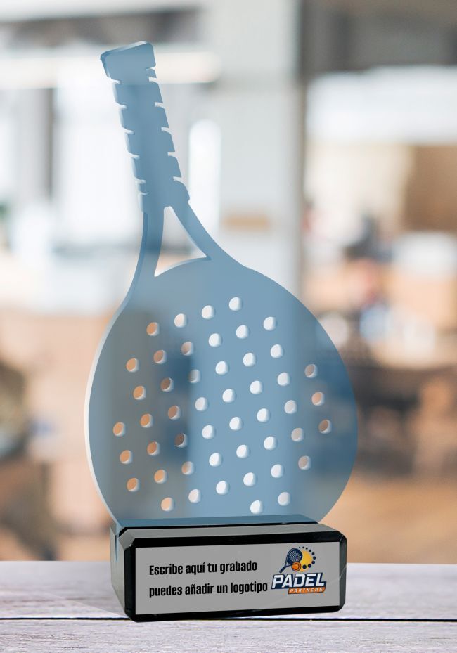 Methacrylate trophy paddle tennis silhouette