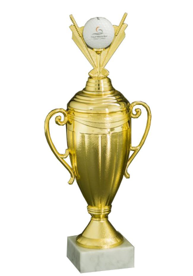 Copa Trofeo de Golf dorada soporte