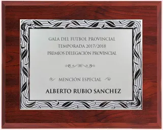Placa conmemorativa placa con diseño plateado