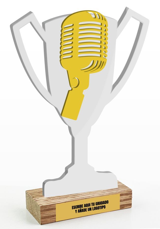 Trofeo copa con micrófono