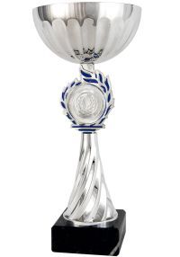 Trofeo copa abstracta plata y azul
