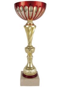 Trofeo copa abstracta plata-roja calix