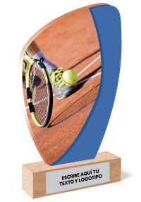 Trofeo de tenis ovalado acrílico y madera