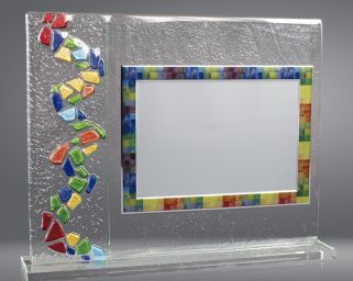 Colorful glass tribute plaque