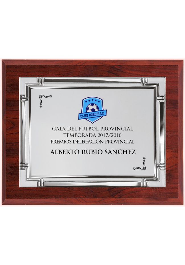 Placa conmemorativa grande en plata