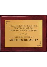 Placa de homenaje de caoba