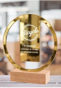 Trofeo aro dorado personalizado