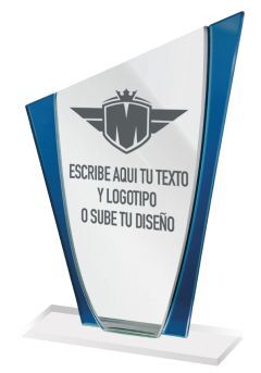 Trofeo de acrílico azul y plata Thumb