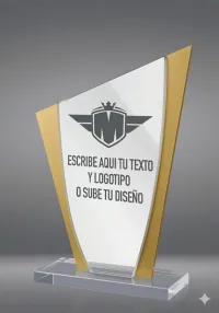 Trofeo de acrlico dorado y plata