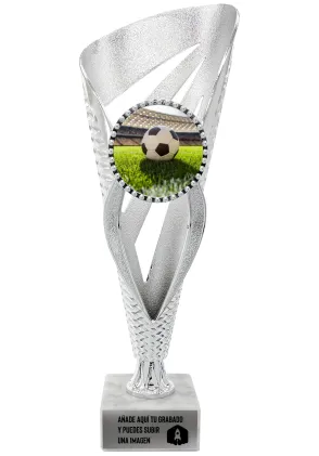 Großer silberner Fußballpokal