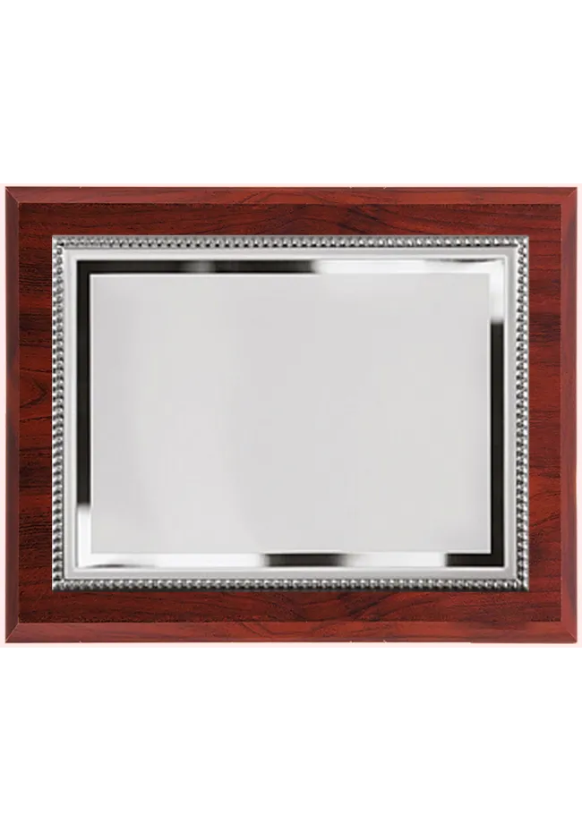 Placa conmemorativa grande plateada borde Placa conmemorativa grande plateada borde