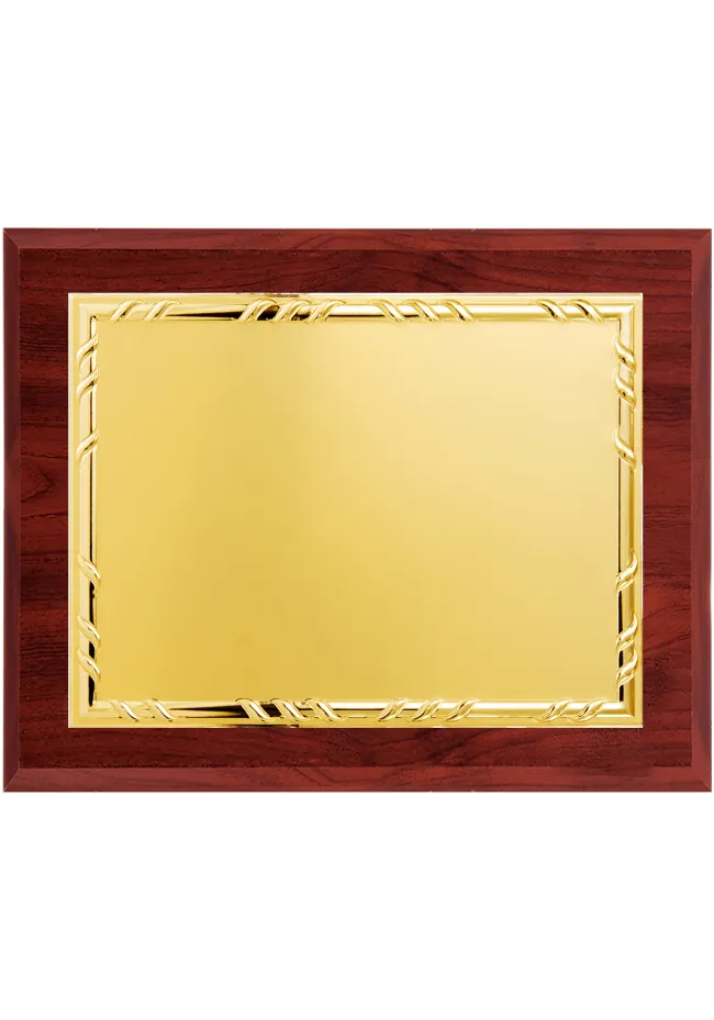 Placa de homaje grande dorada con borde