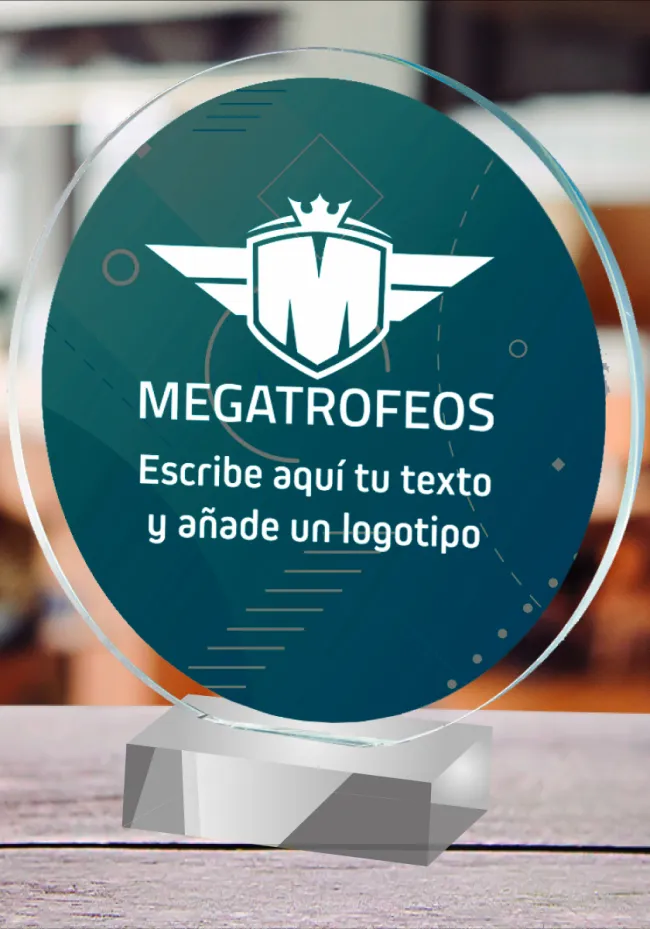 Troféu redondo personalizado de metacrilato