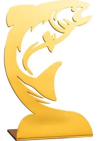 Trofeo de pesca en metacrilato dorado