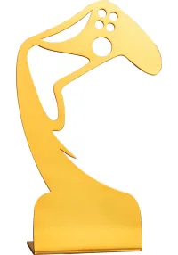 Trophée de jeu vidéo en méthacrylate doré