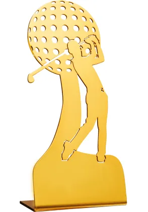 Golftrophäe aus goldenem Methacrylat