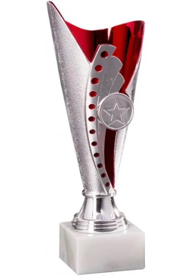 Red parchment cup-shaped award with a red disc holder Red parchment cup-shaped award with a red disc holder