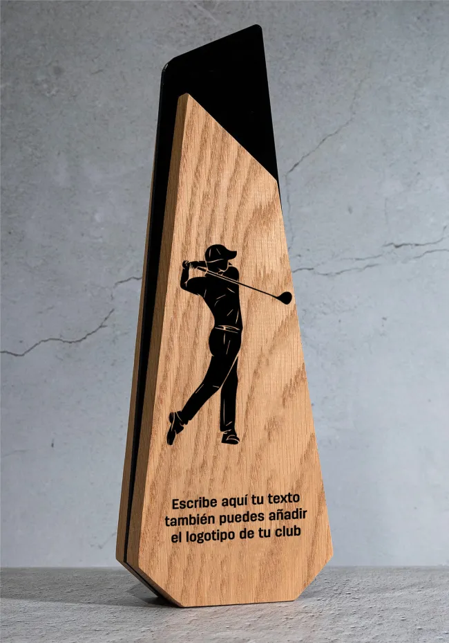 Wooden golf trophy