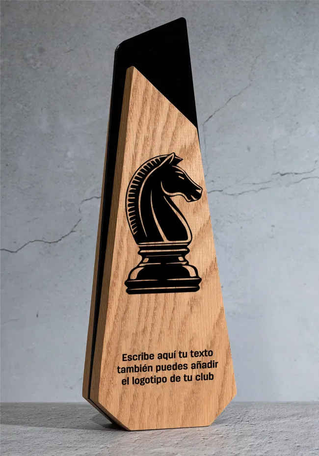 Wooden chess trophy
