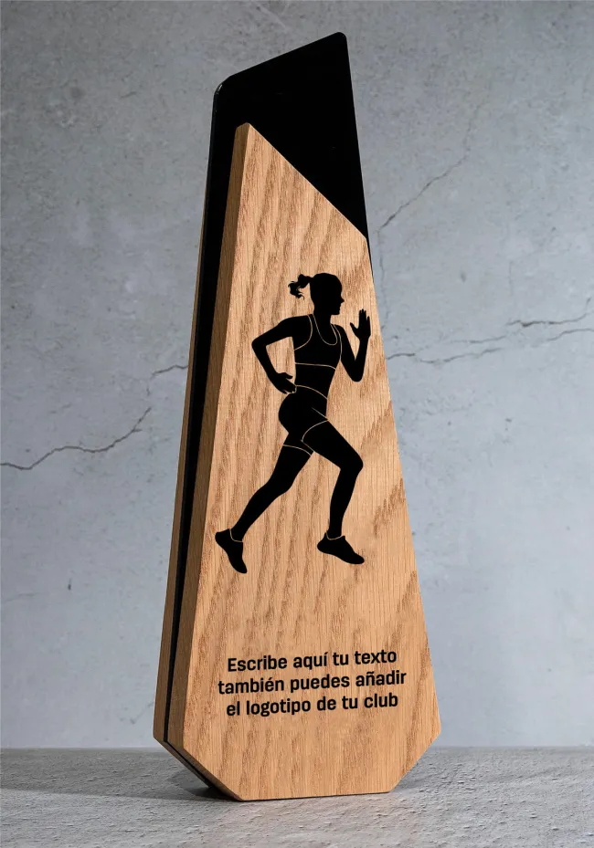 Wooden athletics trophy for women